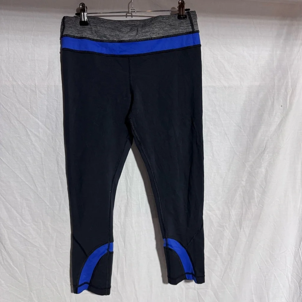 Lululemon Run Inspire crop black blue Size 6 - Picture 1 of 6